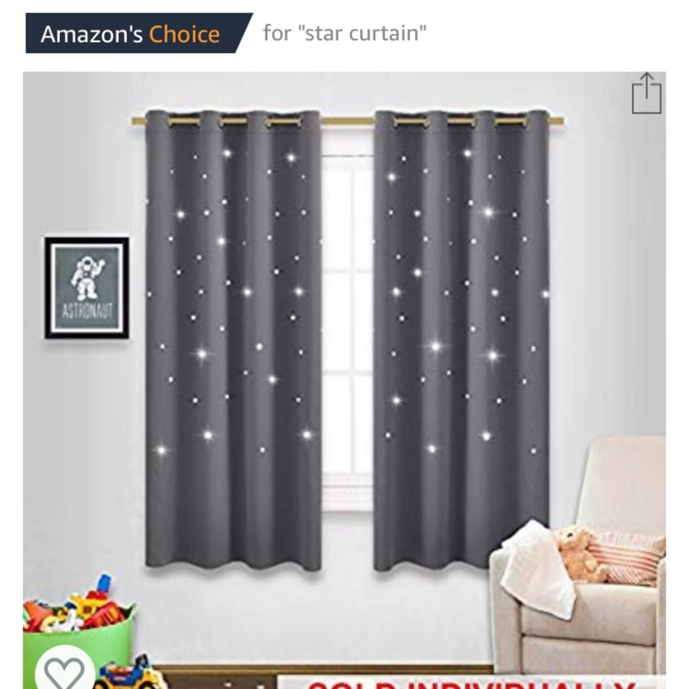 Blackout Naptime laser cut star curtains